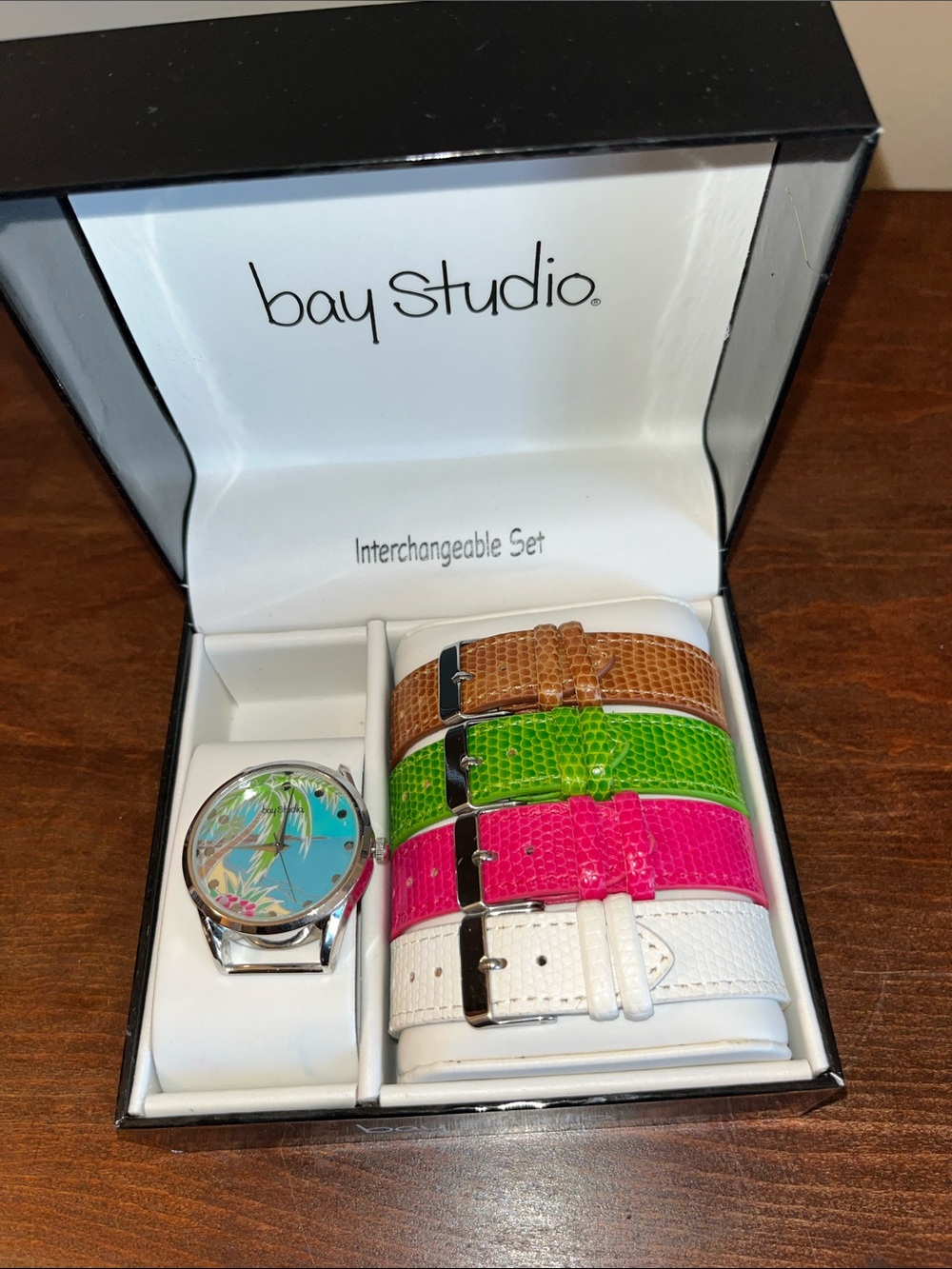 Bay Studio Interchangeable Watch Set — White, Pink, Green, Brown